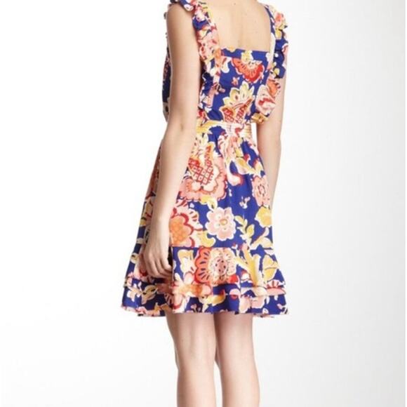 Tory Burch Aloisa A-Line Floral Cinch Waist Flutter Sleeve Silk Mini Dress 6 - Picture 2 of 7